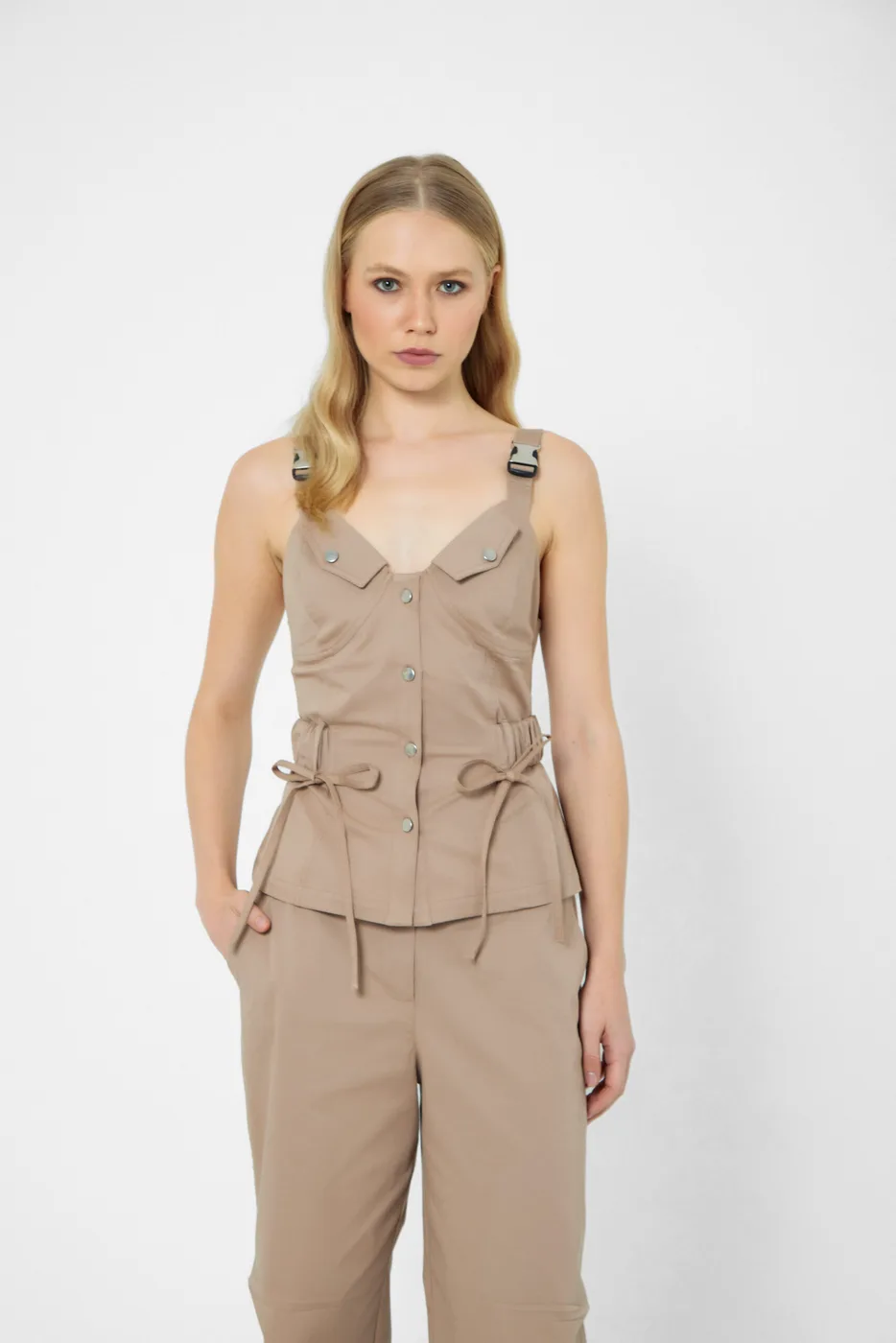Army Corset with Button Detail